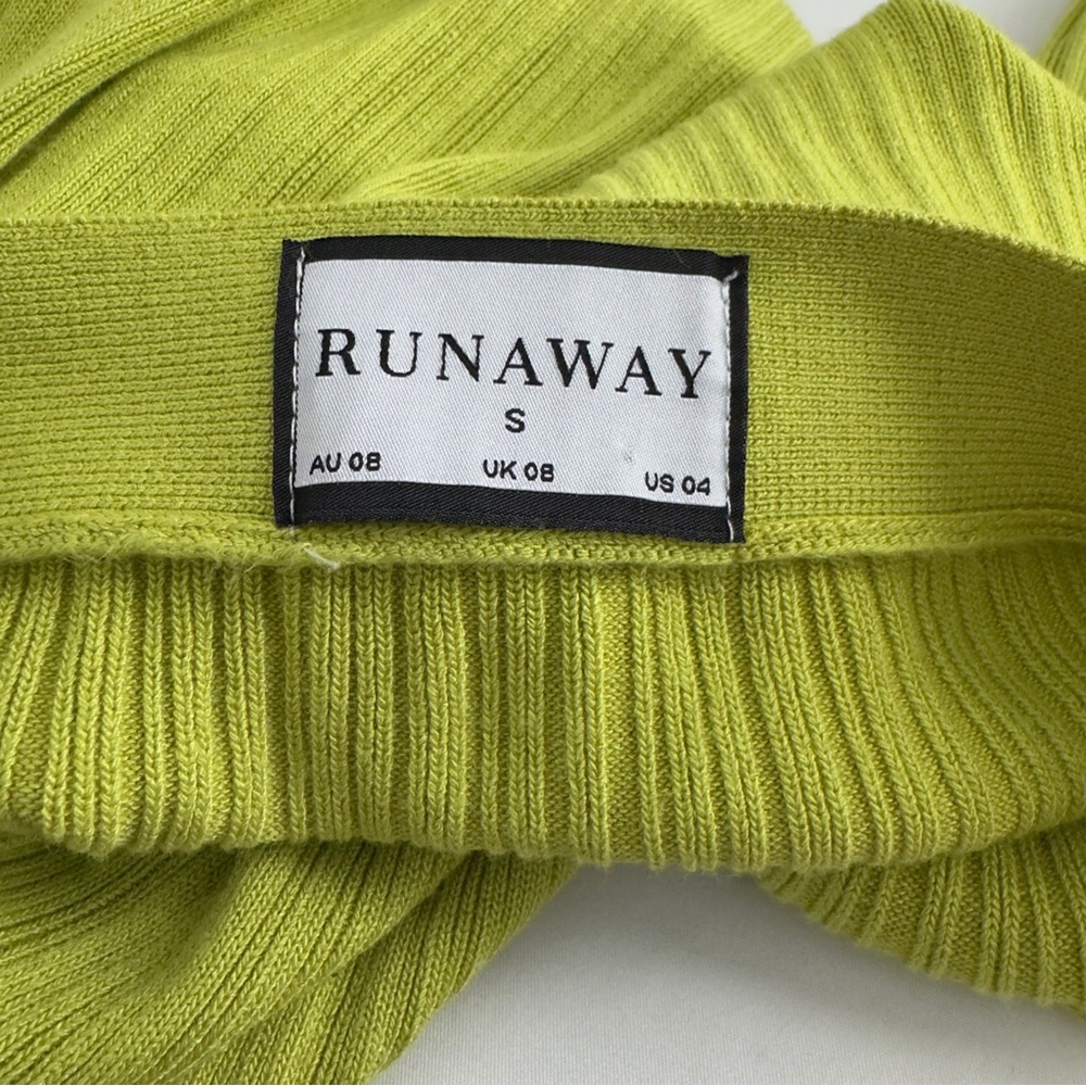 Runaway Chartreuse Green Cut Out Textured Knit Dress S - Picture 9 of 10